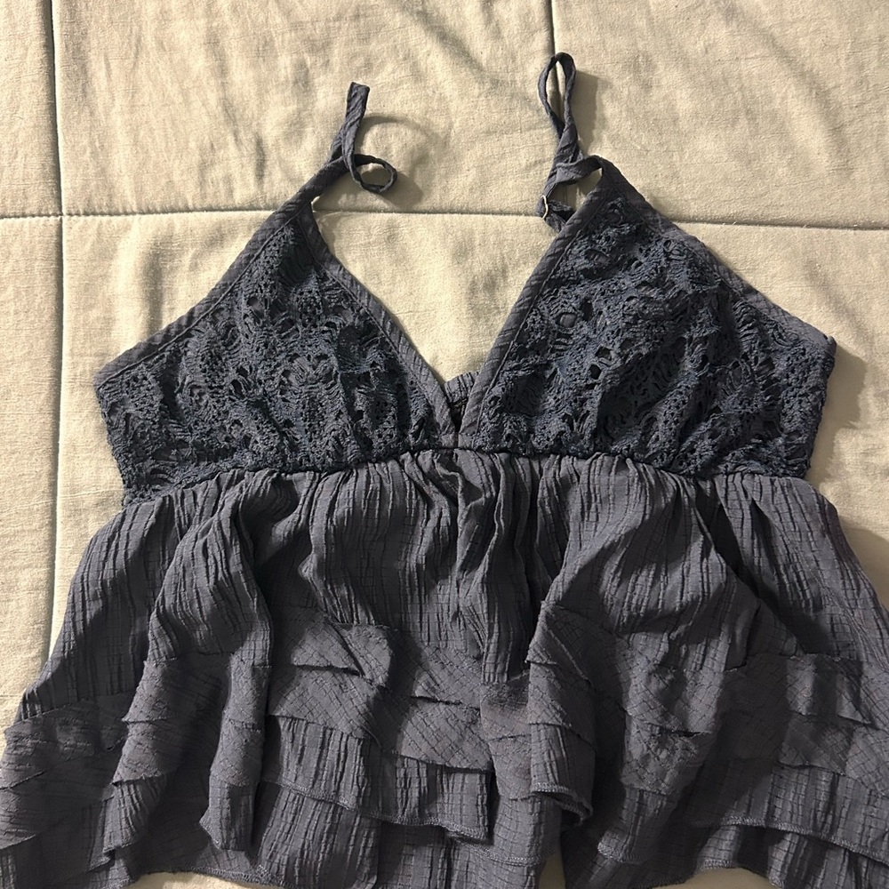 Elegant Lace Trimmed Babydoll Top